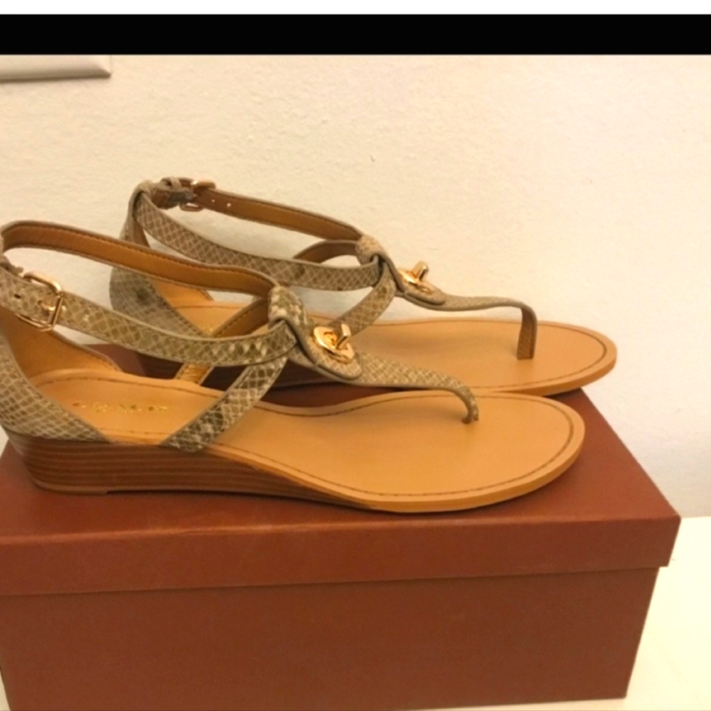 COACH Women’s Ingrid Snake Print Sandals.